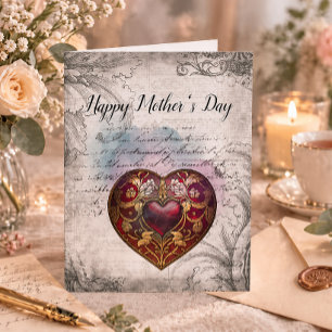 Mother's Day Mixed media heart design Postcard