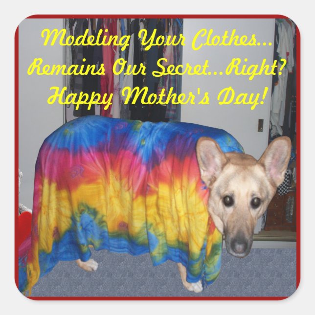 Mother's Day Modelling Clothes Square Sticker (Front)