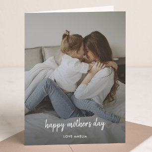 Mother's Day   Modern Script Handwritten Photo Card