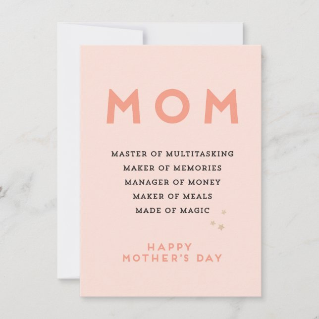 Mothers Day MOM acronym cute funny Card (Front)