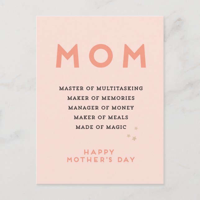 Mothers Day MOM acronym cute funny Card (Front)