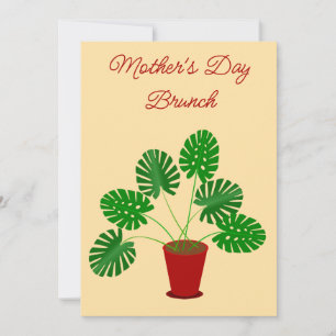 Mothers Day Monstera Plant Custom Brunch Invitation