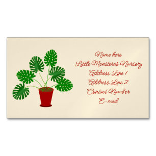 Mothers Day Monstera Plant Custom Nursery Magnetic Business Card