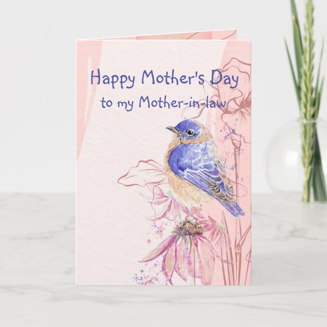 Mother's Day Mother-in-law Bluebird Garden Bird Card (Front)
