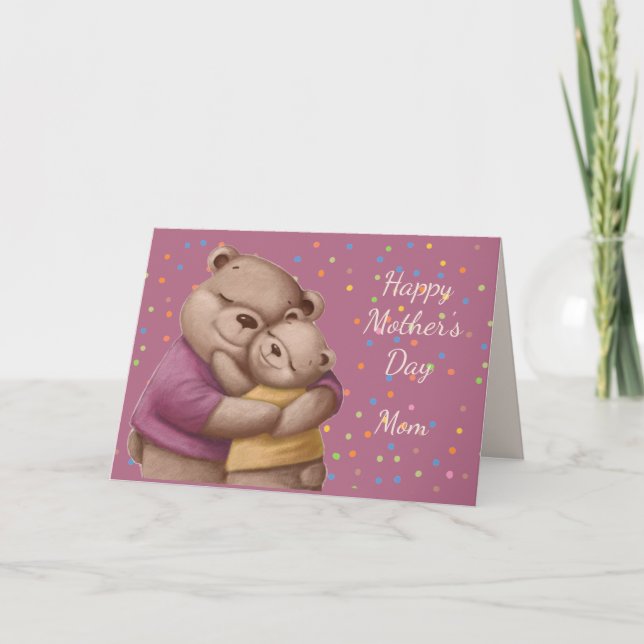 Mother's Day Mother Mum Cute Bear Hugs Card (Front)