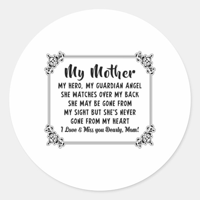 Mother's Day Mother Mummy Mothers Mum Gift Idea Classic Round Sticker (Front)