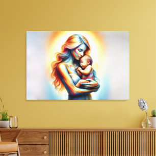 Mother's Day motherhood love soft pastel aura Canvas Print