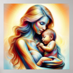 Mother's Day motherhood love soft pastel aura Poster