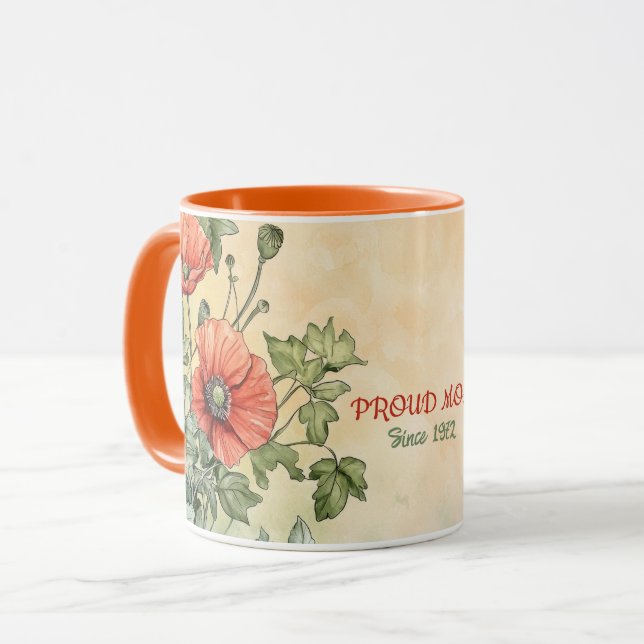 Mother's Day Mug Text "MOM" "Since 1972" (Front Left)