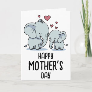 Mother's Day Mum And Baby Elephant Card
