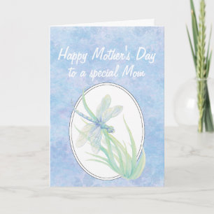 Mother's Day Mum Blue Dragonfly Watercolor Card
