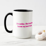 Mother's Day Mum Daughter Hot Pink Quote Gift  Mug<br><div class="desc">Designed with lovely mother daughter quote (custom text) in solid pink white background for a simple and pretty coffee mug! Makes a great gift or party favour for mother's day,  mum - daughter birthday or anytime you want to celebrate your relationship with your mum or daughter!</div>