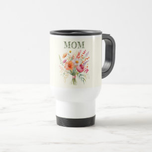 Mother's Day Mum Flower Bouquet Colourful Floral Travel Mug