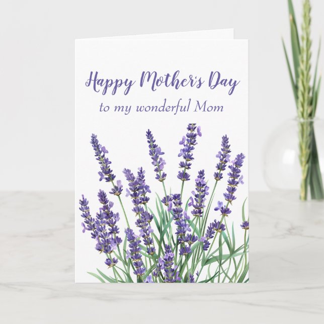 Mother's Day Mum,Lavender Spring Garden Flower Holiday Card (Front)
