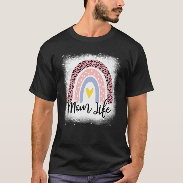 Mother's Day  Mum Life Leopard Rainbow Mama Women  T-Shirt (Front)