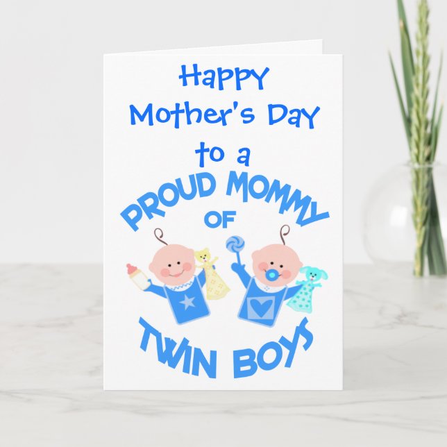 Mother's Day Mum of Twin Boys Greeting Card (Front)