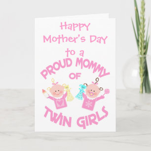 Mother's Day Mum of Twin Girls Greeting Card