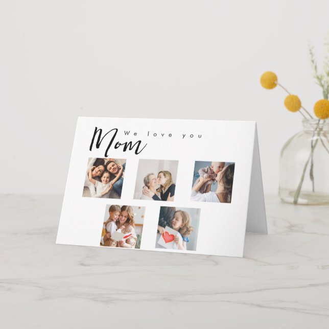 mothers day,mum,photo collage,we love you,typograp thank you card (Front)