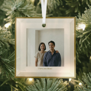 Mother's Day Mum Photo Keepsake Custom Elegant Glass Tree Decoration