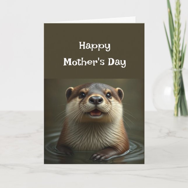 Mother's Day Mum Pun Otter Animal Humour Fun Holiday Card (Front)