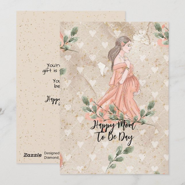 Mother's Day Mum-to-be Tan Holiday Card (Front/Back)