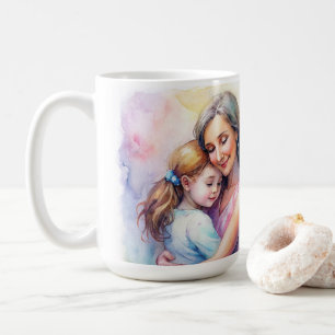 Mother's Day mum watercolor drawing daughter.  Coffee Mug