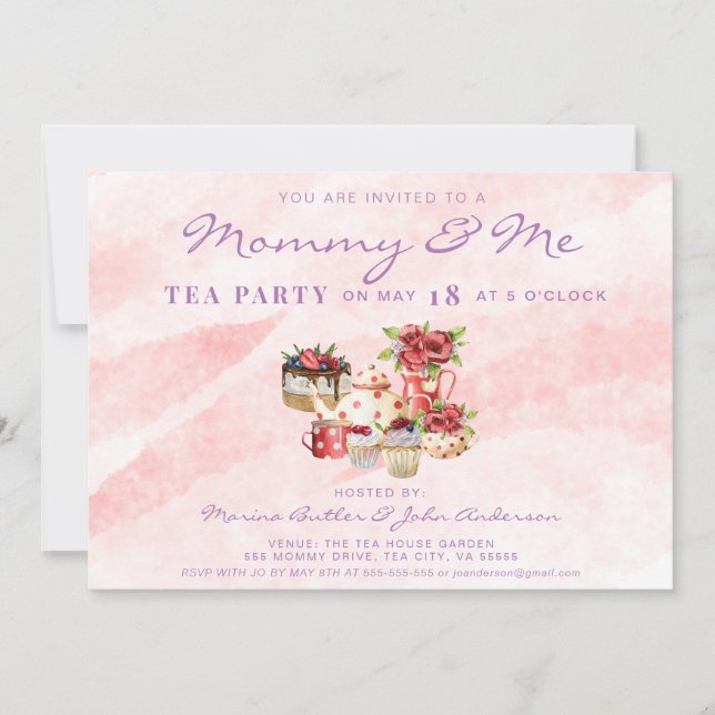 Mother's Day Mummy & Me Tea Party Pink Boho Invitation (Front)