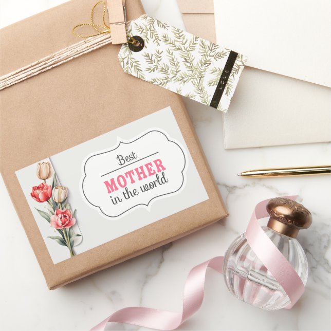 Mother's Day mummy watercolor drawing daughter. Rectangular Sticker (Gifting)