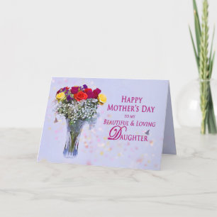 MOTHER'S Day, MY Daughter - BOUQUET OF ROSES Card