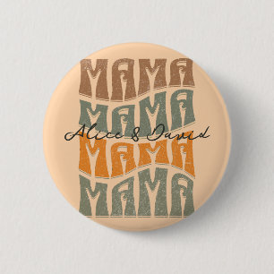 Mother's Day Natural Colour Mama Kids Name 6 Cm Round Badge