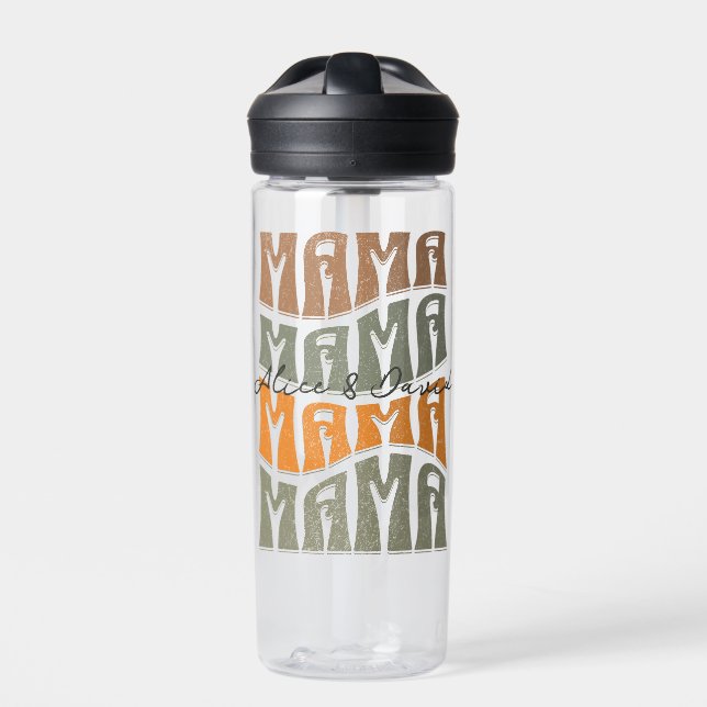 Mother's Day Natural Colour Mama Kids Name Water Bottle (Front)