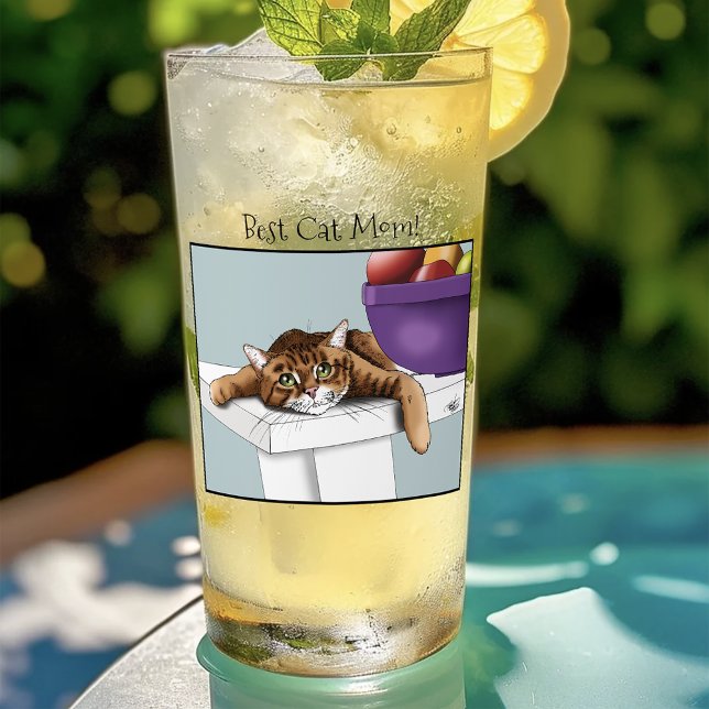 Mother's Day Orange Tabby Cat Glass (Creator Uploaded)