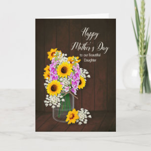 MOTHER'S DAY-  OUR DAUGHTER - COUNTRY FLOWERS/VASE CARD