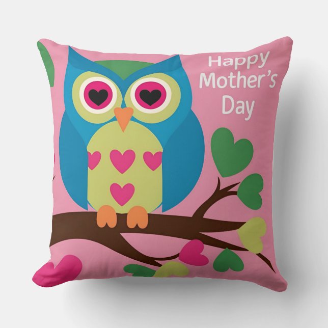 Mother's Day Owl: Heartfelt Gaze Cushion (Front)