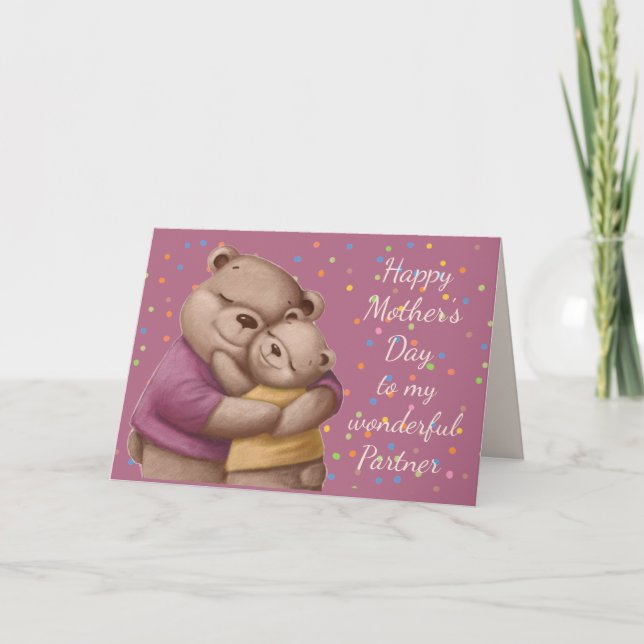 Mother's Day Partner Cute Bear Hugs Card (Front)