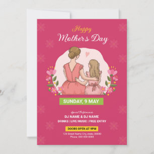 Mother's Day Party Invitation Flyer Template