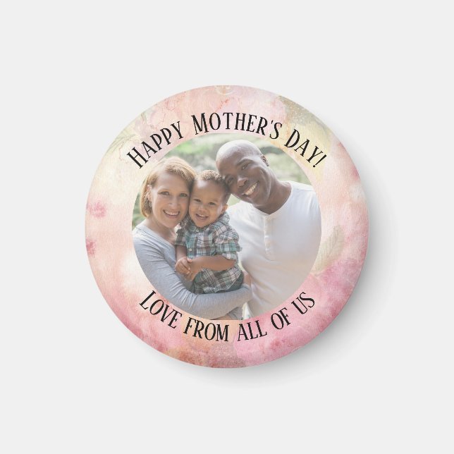 Mother's Day Pastel Pink Green Watercolor Tie-Dye Magnet (Front)