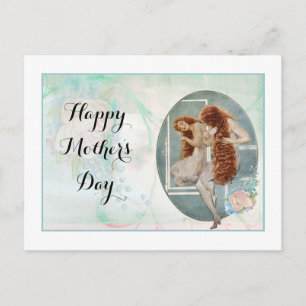Mother's Day Pastel Rose Bouquet Looking Mirror Postcard