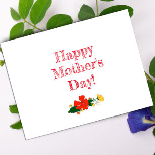 Mother's day pattern red flowers watercolor postcard