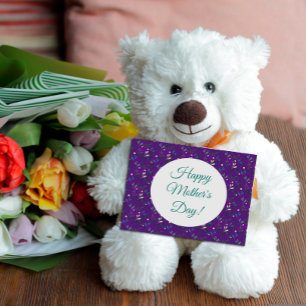 Mother's day pattern watercolor green purple postcard