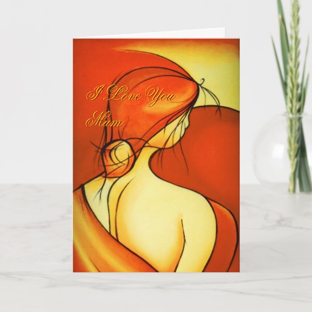 Mother's Day Pensive Lady in Orange card (Front)