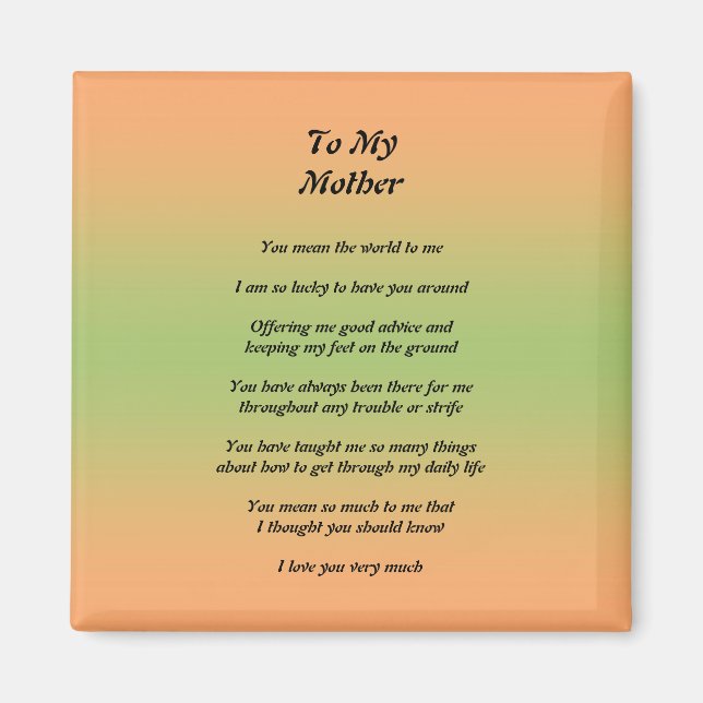 Mother's Day Peom Magnet (Front)