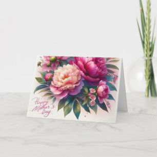 Mother's Day Peony Blooms Holiday Greeting Card