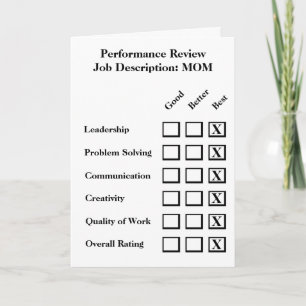 Mother's Day Performance Review Card