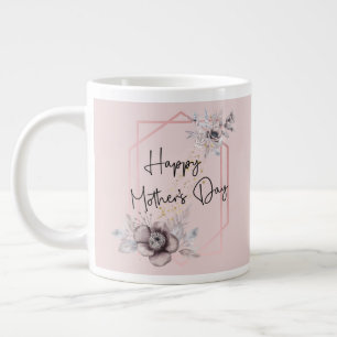 Mother's day Personalise Image Pink Floral Large Coffee Mug