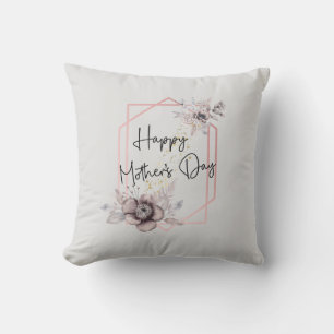Mother's day Personalise Photo Grey Pink Floral  Cushion