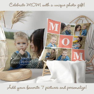 Mother's Day Personalised 7 Photo Collage MOM  Cushion