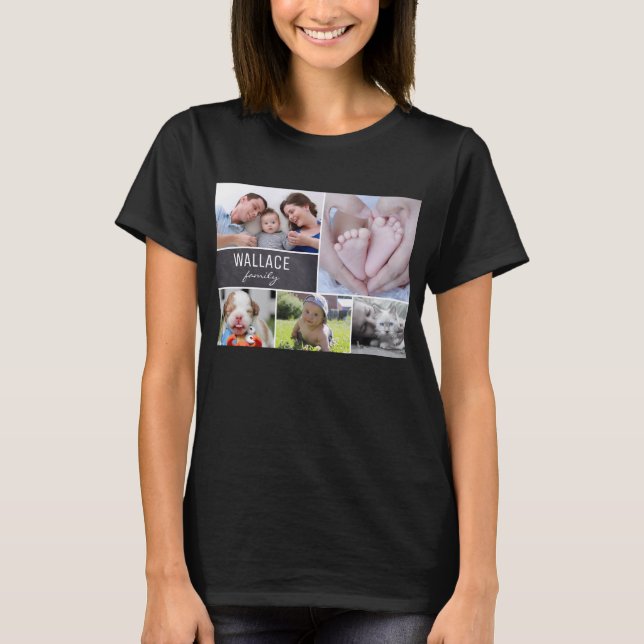 Mother's day Personalised Family Photo Collage T-Shirt (Front)