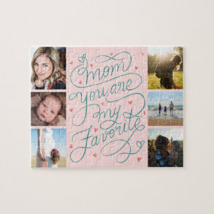 Mother's Day Photo Collage Favourite Mum Lettering Jigsaw Puzzle