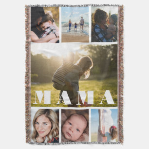 Mother's Day Photo Collage Mama Throw Blanket